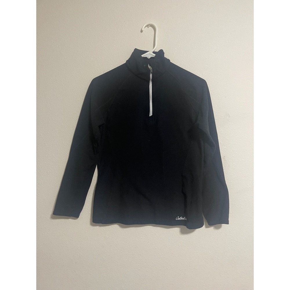 Cabelas‎ Womens Black Quarter Zip Fleece Pullover Mock Neck Size S